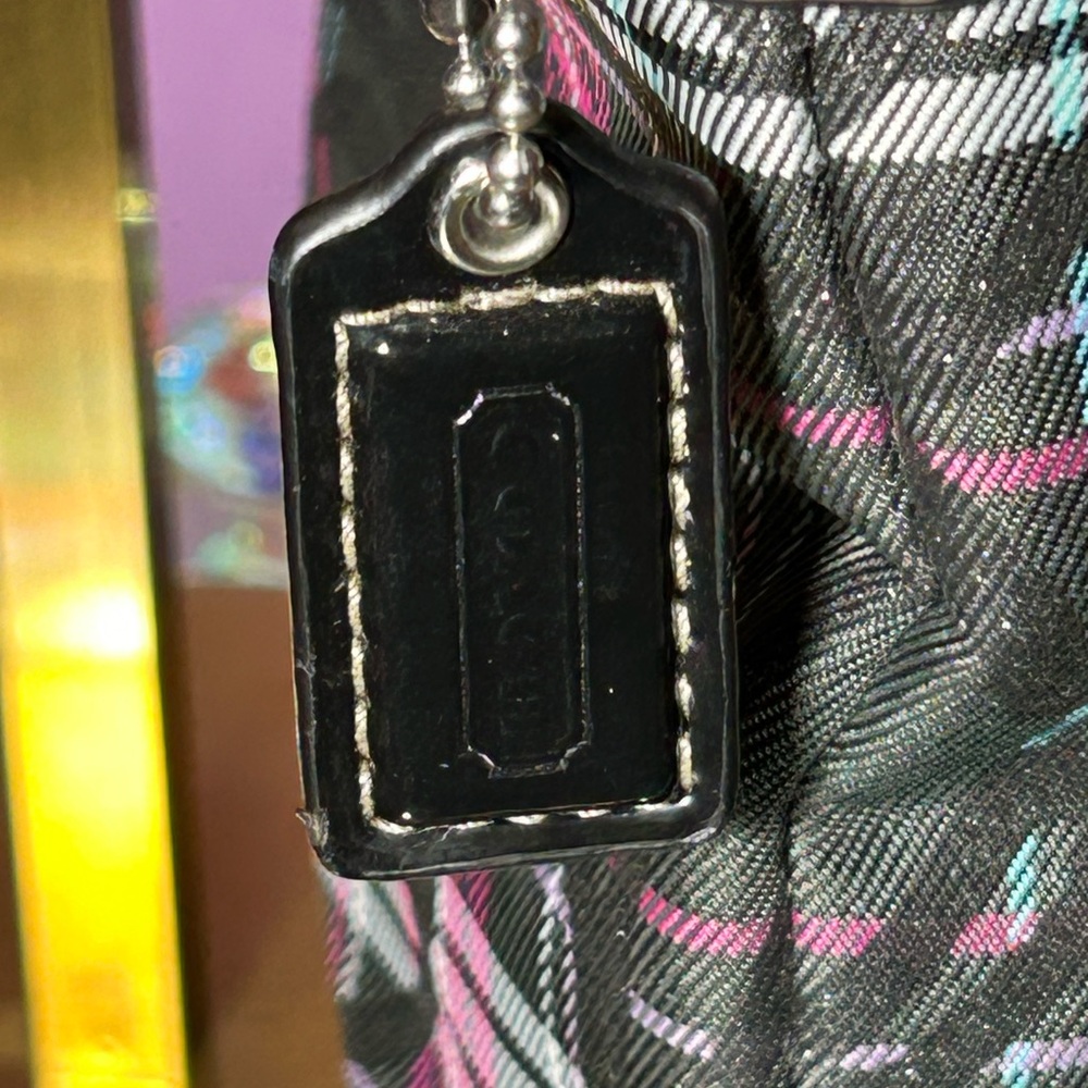 Coach Tartan Black and Pink Plaid Crossbody Approx. 8.5” x 6” - Picture 9 of 9